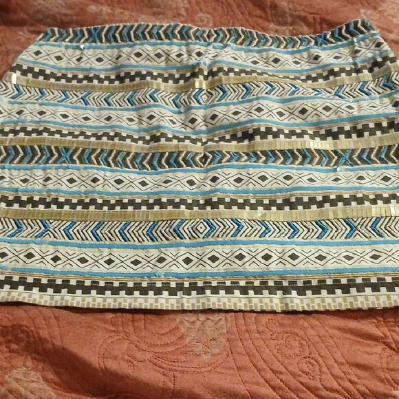 Patterned Blue and Brown Women's Skirt - Picture 1 of 4